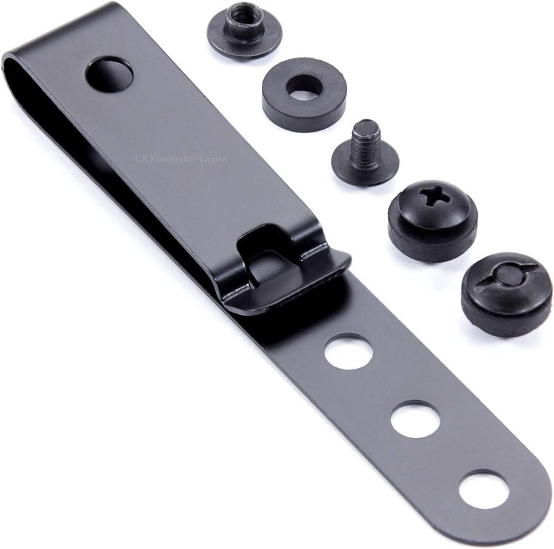 Holstex HolsterSmith Universal Metal Belt Clip for Holster Making - (Model 5) - (3-Hole) - (Tactical Black) - (w/SPTHA Mounting Hardware) - (1 Pack) - Image 1